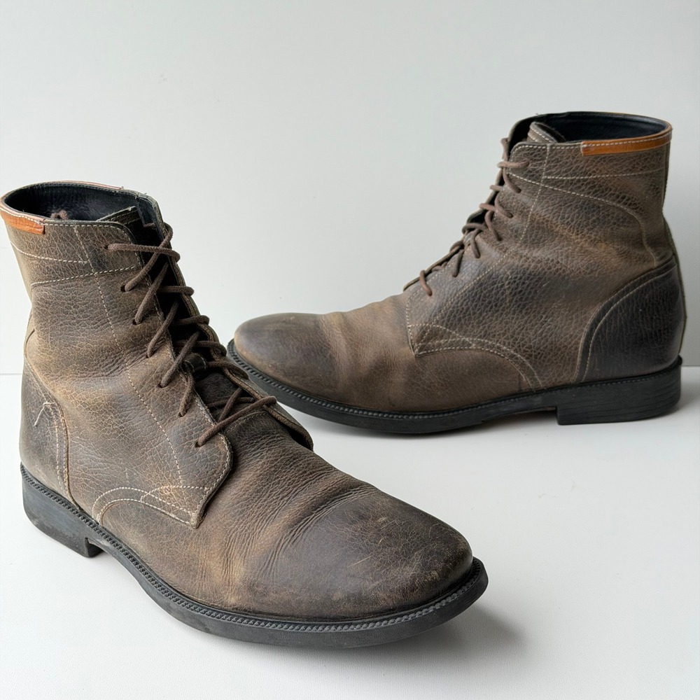 Joe's Jeans Combat Boots‎ Barbican Mens 11.5 Brown Leather Lace Up Distressed